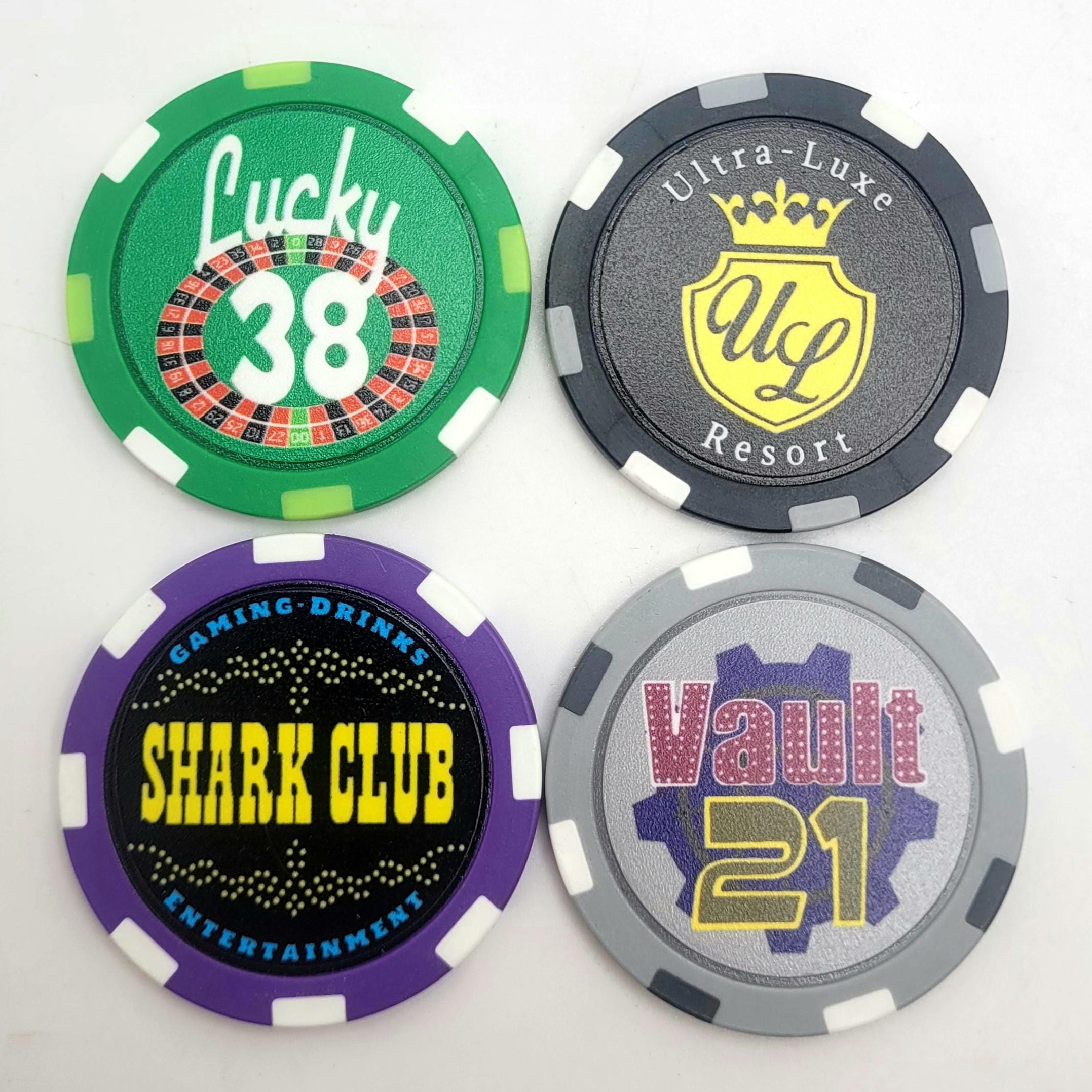 Casino Multi-stripe Poker Chips or Keychains Wasteland Inspired