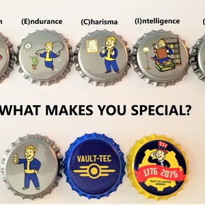 Set of 10 Fallout inspired Unofficial Bottle Caps Featuring | Etsy