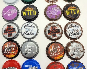 Set of 10 Unofficial Fallout Bottle Caps, Nuka Grape, Vims, Wild, Vaccinated, Scorched, Clear, Weathered/Clean Choose Caps Or Magnets!