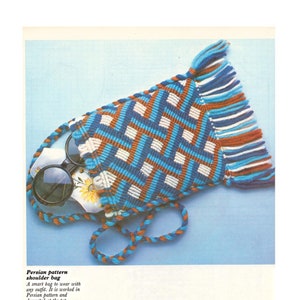 Vintage 70s Macrame Persian Pattern Shoulder Bag Pattern Instant Download PDF 2 pages