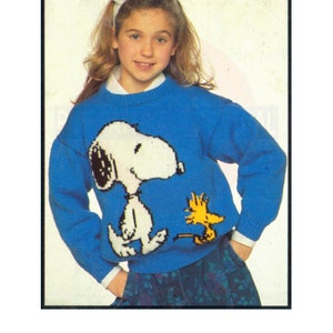 Vintage Knitted Snoopy and Woodstock Sweater Pattern Instant Download PDF 3 pages