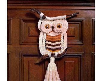 Vintage 70s Fredrico The Owl Macramé Wall Hanging Pattern Instant Download PDF 2 pages