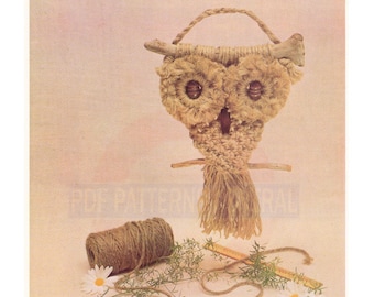 Vintage 70s Blinky The Owl Pattern Instant Download PDF 2 pages plus file with an explanation about knots