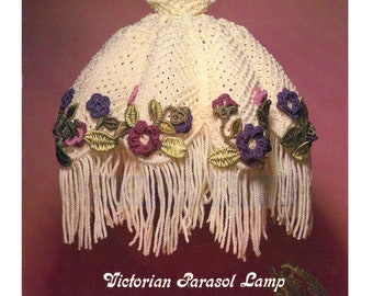 Vintage 70s "Victorian Parasol" Macrame Lamp Shade Pattern Instant Download PDF 2 pages plus extra file with information