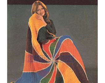 Vintage 70s Circular Afghan Rug Crochet Pattern Instant Download PDF 2 pages