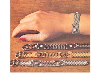 Vintage jaren 70 macramé snappy band armbandpatroon pdf direct te downloaden 2 pagina's