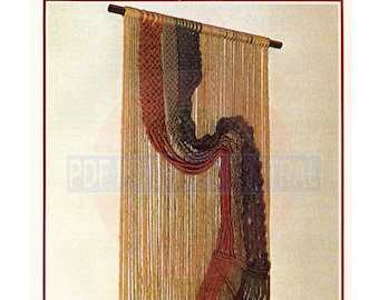 Vintage 70s Macrame Rio Grande Wall Hanging Pattern Instant Download PDF 2 pages