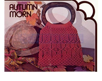 Vintage 70s Autumn Morn Macrame Purse Pattern Instant Download PDF 4 pages plus Tips, Terms and Techniques