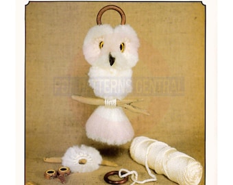 Vintage Fuzzy Little Macrame Owl Pattern Instant Download PDF 2 pages plus a file with extra information