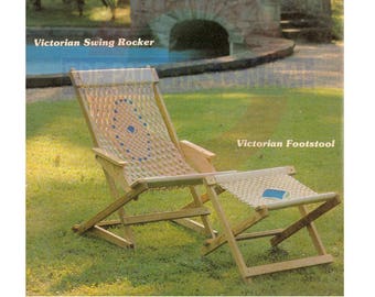 Vintage 70s Victorian Splendor, Footstool and Swing Rocker Patterns Instant Download PDF 4 pages plus extra information about knots