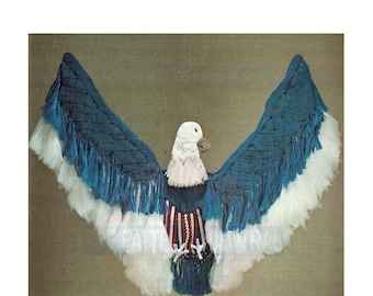 Vintage 70s Macrame Bi-Centennial Eagle Pattern Instant Download PDF 4 pages