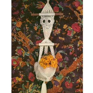 Vintage 70s Macrame Owl Planter Pattern Instant Download PDF 2 pages plus an extra file with general directions