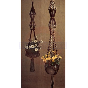 Vintage 70s &quot;Elegance&quot; Macrame Plant Hanger Pattern Instant Download PDF 2 pages