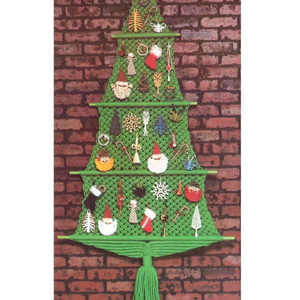 Vintage 70s Macrame Christmas Tree Pattern Instant Download PDF 2 pages plus a file with extra information about knotting