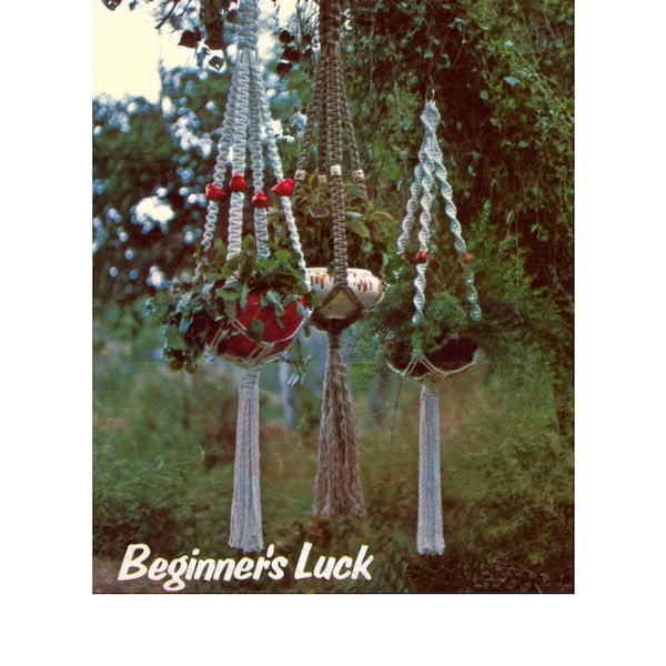 Vintage 70s "Beginner's Luck" Macrame Plant Hanger Pattern Instant Download PDF 1.5 pages plus file with general instructions