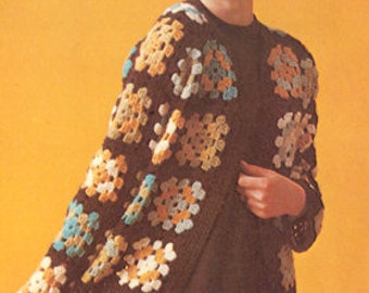 Vintage 70s Granny Square Cardigan Crochet Pattern Instant Download PDF 4 pages