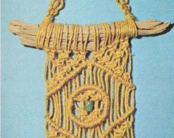 Vintage 70s Ramona Wall Hanging Pattern Instant Download PDF 2 pages plus an extra file with info about knots