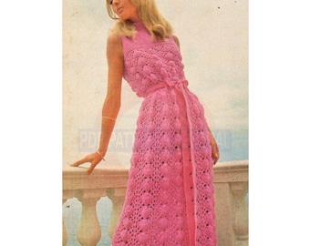 60s Dress, Knitting/Crochet Pattern Bust Size 34-36, Instant Download PDF, 3 pages
