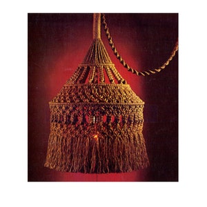 Vintage jaren 70 macramé jute Tiffany lampenkappatroon Instant download pdf 2 pagina's plus 3 pagina's info over knopen
