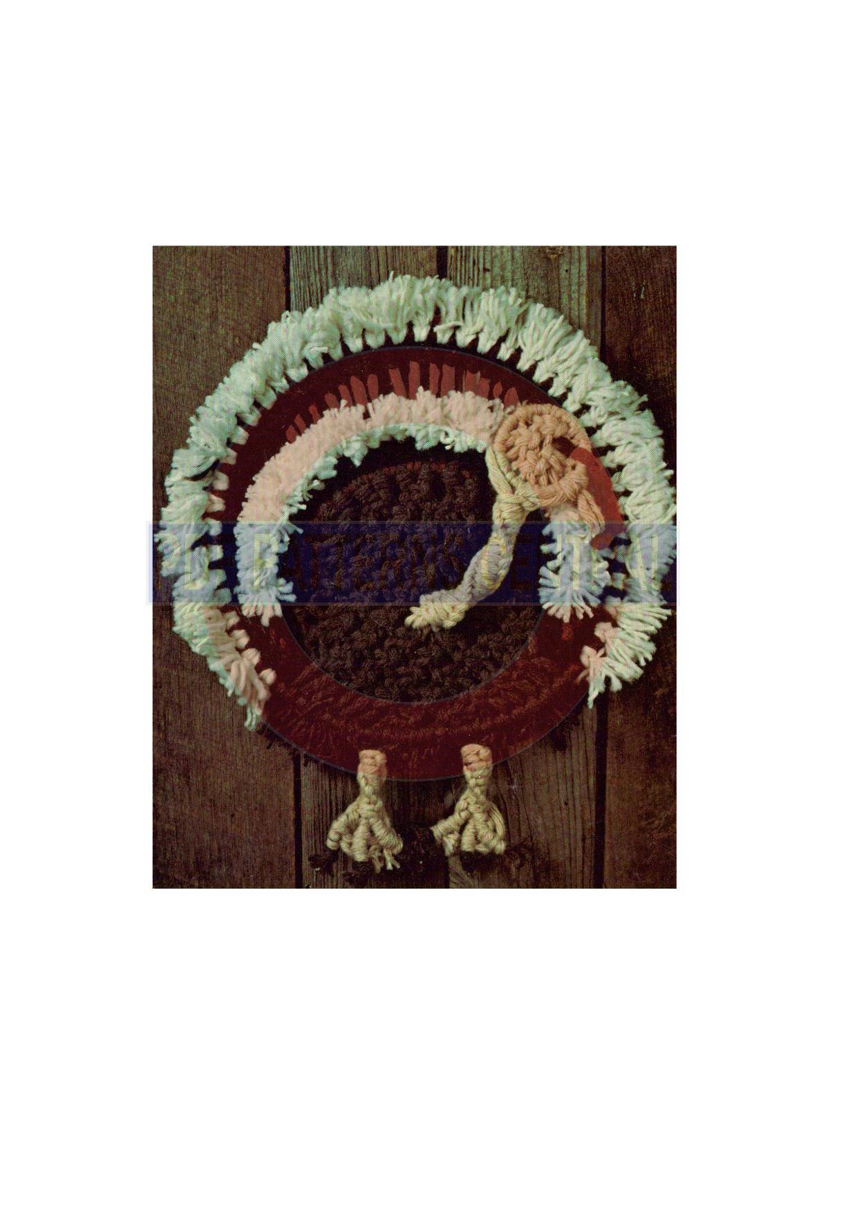 Vintage 70s Giblet Macrame Turkey Wall Hanging Pattern Instant 