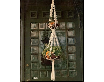 Vintage macramé "Etoile" plantenhanger uit de jaren 70 Instant download pdf 2 pagina's plus bestand met extra instructies