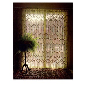 Vintage 70s Queen Anne&#39;s Lace Macrame Curtain Pattern Instant Download PDF 2 pages plus file with an explanation about knots