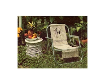 Vintage macraméstoelen uit de jaren 70 voor terras- en tuinstoelen Patronen PDF direct te downloaden 8 pagina's