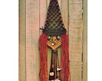 Vintage 70s Macrame Witch Pattern Instant Download PDF 10 pages