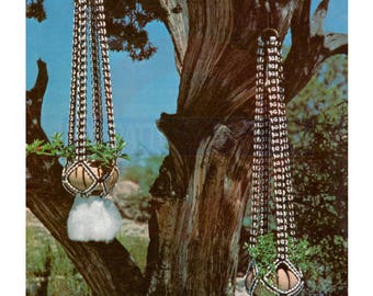 Vintage 70s Symphony Macrame Plant Hanger Pattern Instant Download PDF 2 pages plus additional Knots and Techniques file