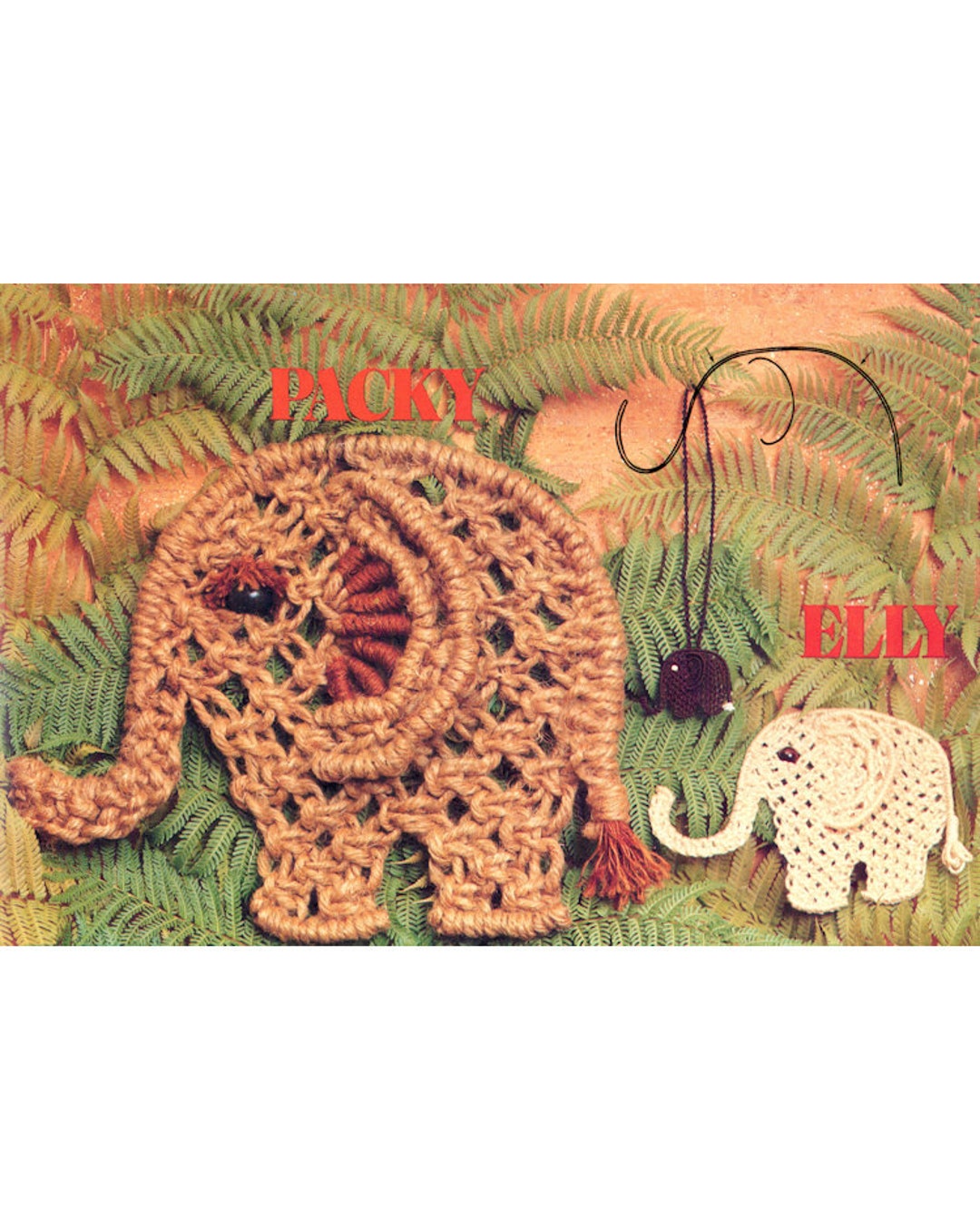 Macrame Elephant Tutorial Vintage 70s Macrame Elephants Pattern Instant Download PDF 1 Page Plus ...
