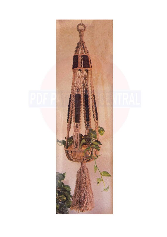 Vintage 70s Macrame Au naturel Plant Hanger Pattern Instant Download PDF 2 pages plus file with extra instructions