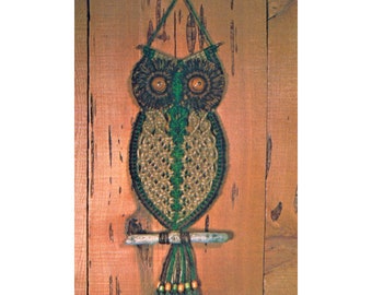 Vintage 70s Macrame Owl Wall Hanging Pattern Instant Download PDF 7 pages