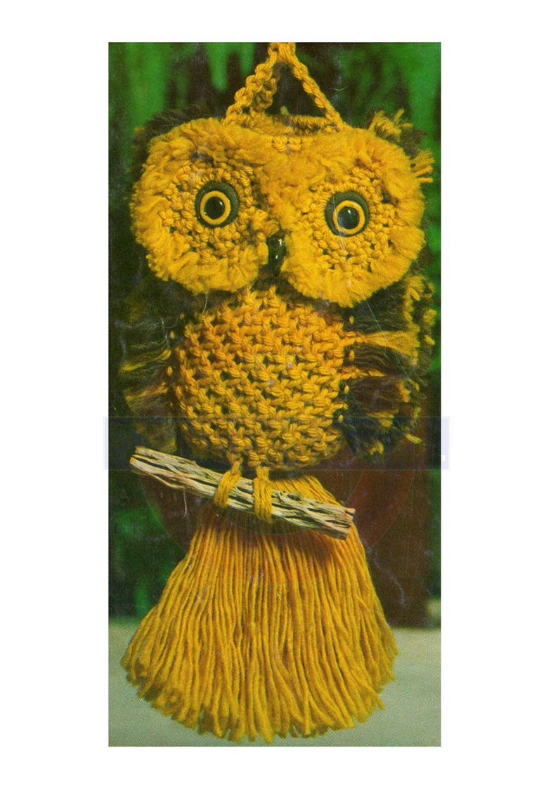Vintage 70s the Banker Macrame Owl Wall Hanging Pattern Etsy