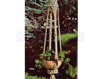 Vintage 70s Viva Macrame Plant Hanger Pattern Instant Download PDF 3 pages plus additional Knots and Techniques file
