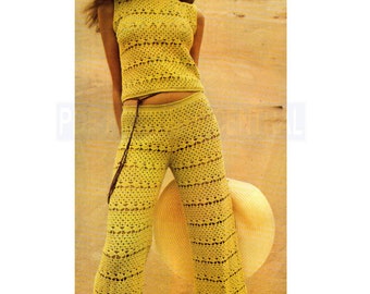 70s Crocheted Pants and Top Instant Download PDF 3 pages