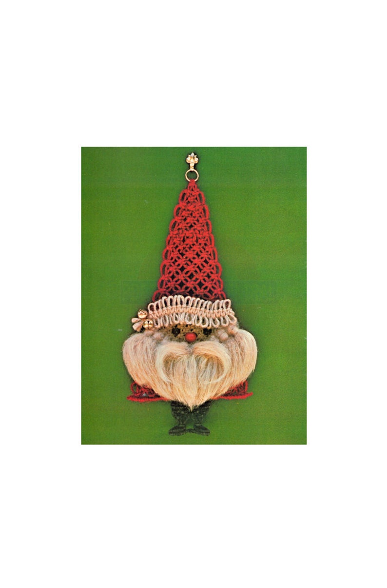 Patrón de Papá Noel en macramé vintage de los años 70 (PDF de 9 páginas) imagen 1