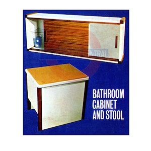 Vintage 60s-70s Bathroom Cabinet and Stool Woodworking/Carpentry Plans and Instructions, Instant Download PDF 5 pages