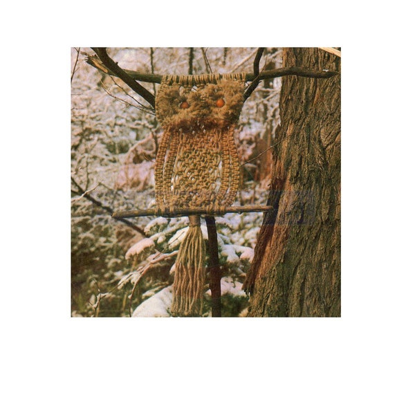 Vintage 70s Macrame "Alouette" Owl Pattern Instant Download PDF 2 pages plus file with extra instructions