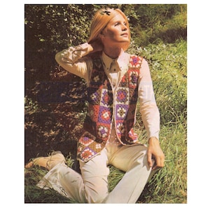 Crocheted 1970s Waistcoat Bust Size 34-36 Instant Download PDF 2 pages