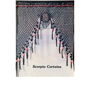 Vintage 70s Macrame Scorpio Curtains Pattern Instant Download PDF 2 pages plus additional Basic Knots and Techniques file