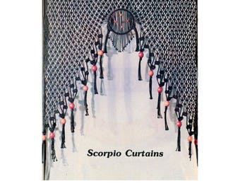 Vintage 70s Macrame Scorpio Curtains Pattern Instant Download PDF 2 pages plus additional Basic Knots and Techniques file