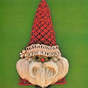 Patrón de Papá Noel en macramé vintage de los años 70 (PDF de 9 páginas) imagen 2