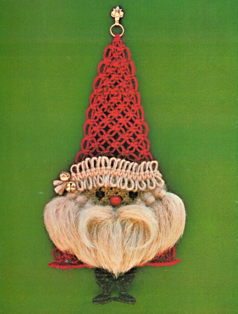 Patrón de Papá Noel en macramé vintage de los años 70 (PDF de 9 páginas) imagen 2