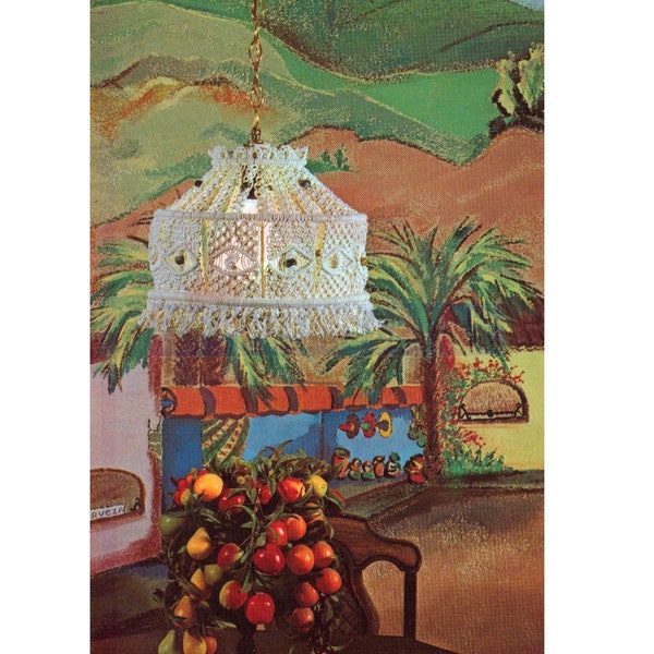 Vintage 70s "Illumination" Macrame Lamp Shade Pattern Instant Download PDF 2 pages plus a file with extra information