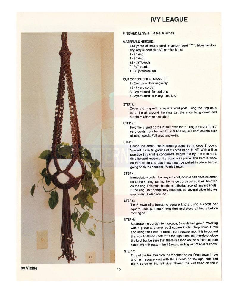 Macrame Portraits Book 5-10 Vintage Macrame Patterns Instant Download PDF 23 pages