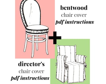 Vintage Bentwood Chair Cover and Director's Chair Cover Instructions Instant Download PDF 7 pages plus Basic How-To's