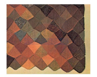 Padrão de tapete afegão tricotado com folhas de outono vintage dos anos 70 - Download instantâneo em PDF (2 páginas)