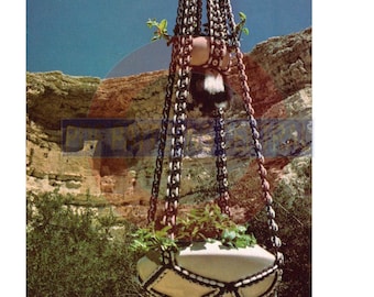 Vintage 70s Salt and Pepper Macrame Plant Hanger Pattern Instant Download PDF 2 pages plus additional Knots and Techniques file