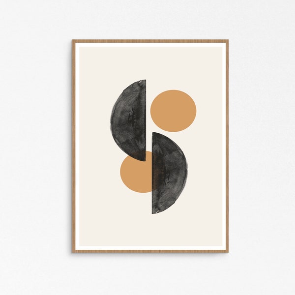 Mid Century Modern Art Print, Sun and Moon, Trending Now, Scandi Print Art, Geometric Art Print, Semi Circle Print, Scandinavian Design,