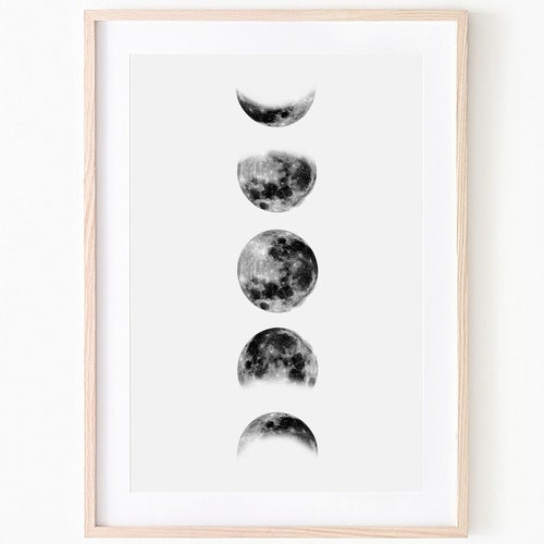 Moon Print Phases of the Moon Moon Wall Art Moon Phases - Etsy